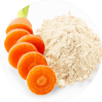 benicaros prebiotic powder next to carrot slices